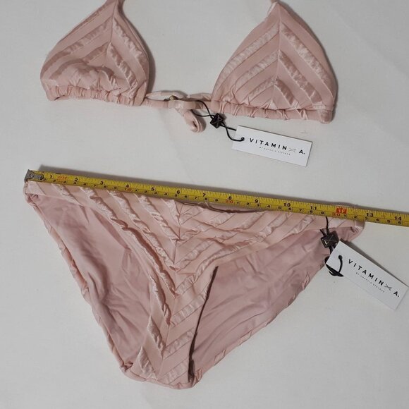NWT Vitamin A blush pink & stripe triangle bikini top & reversible bottom set, 4 - Picture 10 of 11